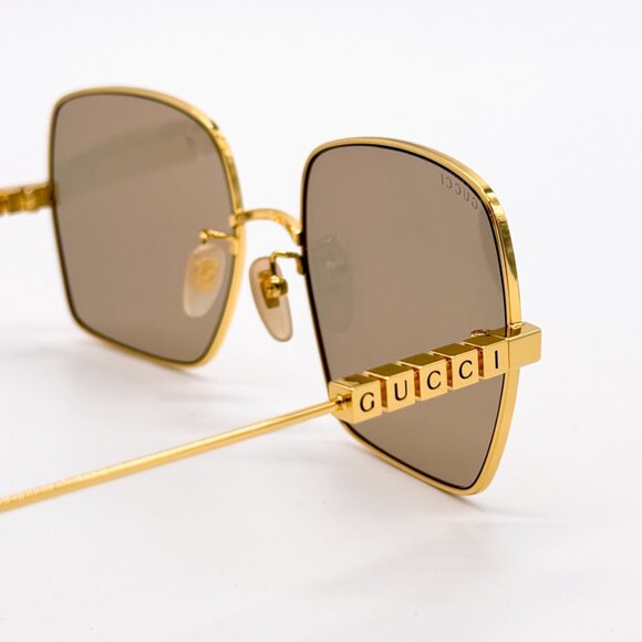 NEW GUCCI GG1434S 004 SQUARE GOLD SUNGLASSES GUCCI EYEWEAR main image 4